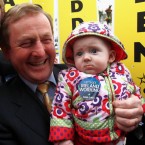 Six-month-old May Hennelly in Athlone looks less than impressed that she might be part of Enda Kenny and Fine Gael's plan to get Ireland back to work.
