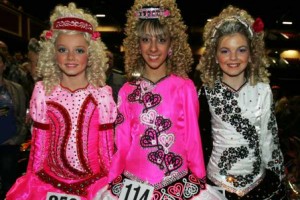 Three of the dancers competing at the 41st World Irish Dancing Championships 2011 today at the City West Hotel in Dublin.