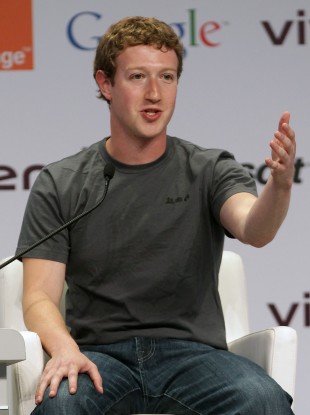 Facebook founder Mark Zuckerberg speaks during the e-G8 conference in Paris yesterday