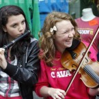Playing in a session in on Main Street in Cavan are Amber Fadden (13) and Sophie Beirne (14) from Castlebar, Co. Mayo, while attending the Fleadh Cheoil na hEireann Cavan 2011. 


Photo /Photocall Ireland
