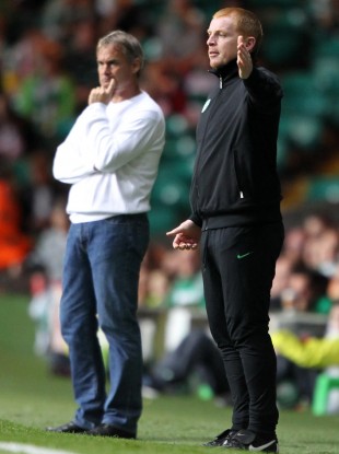 Neil Lennon during the first leg of the play-off game