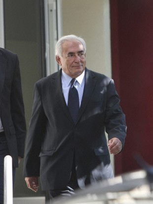 Strauss-Kahn leaves a police station after a one-on-one meeting with writer, Tristane Banon