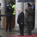 President Michael D Higgins, who is now Commander in Chief of the Irish Defence Forces, is invited to inspect a Defence Forces Guard of Honour after his inauguration at Dublin Castle. Image: Eamonn Farrell/Photocall Ireland