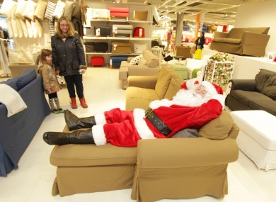 Santa relaxing in his flat-pack grotto in Ikea in Dublin's Ballymun yesterday.