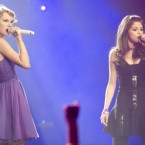 Twenty-one-year-old country singer Taylor Swift ended her short fling with the much-older Jake Gyllenhaal at the beginning of the year.  

Swift is pictured here with Selena Gomez (who, at time of publication, had not split up with Justin Bieber, to the chagrin of millions of Beliebers around the world).

(AP Photo/Charles Sykes)