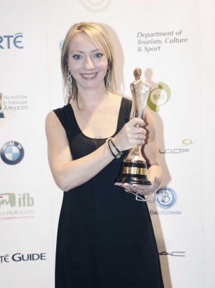 Juanita Lynch poses with her IFTA award for Best Director last year. Love/Hate leads this year's TV shortlists with 10 nominations.