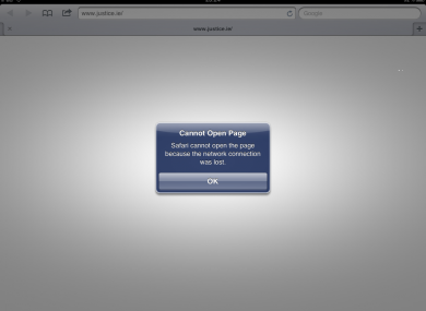 The website of the Department of Justice was inaccessible shortly before 11:30pm last night