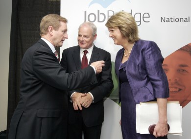 Enda Kenny and Joan Burton at the launch of JobBridge last year