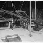 Rear view of the Wright brothers' four-cylinder motor as installed in their 1903 airplane. (Library of Congress, Prints & Photographs Division)