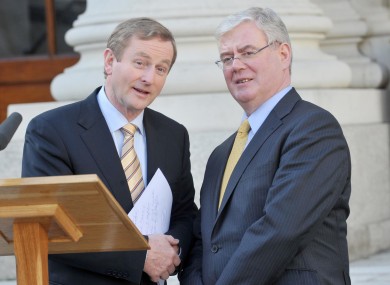Enda Kenny and Eamon Gilmore launching the progress report this afternoon