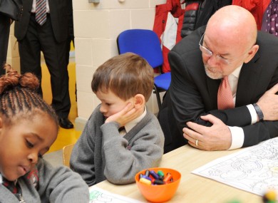 Ruairi Quinn faces an unappreciative audience at a primary school earlier this week