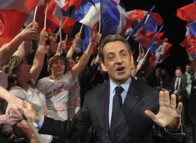 French incumbent President and Union for a Popular Movement (UMP) candidate for the French 2012 presidential elections Nicolas Sarkozy