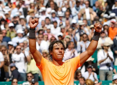 Nadal celebrates his Monte Carlo win.