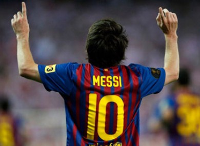 Messi celebrates his goal.