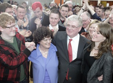 Eamon Gilmore celebrates his election in Dún Laoghaire with his family last year. If Dún Laoghaire loses another seat in the constituency commission, it could end up electing only two TDs next time.