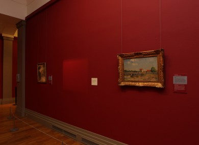 The empty space where the painting hung until the attack yesterday