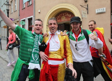 Ireland and Spain fans in Gdansk today.