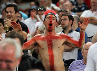 England fans in the stands during the Ukraine game last night.