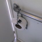 Paul Long on Flickr spotted this anti-theft device in a public bathroom in Spicewood Texas.