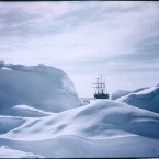 A glimpse of the doomed ship the Endurance, 1915, from the Antarctic ice. (Image: Frank Hurley)