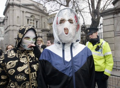 The English rappers outside the Dáil