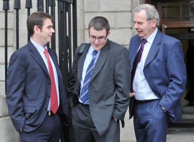 Sean Quinn jnr, Peter Quinn and Sean Quinn snr (L to R) outside the High Court
