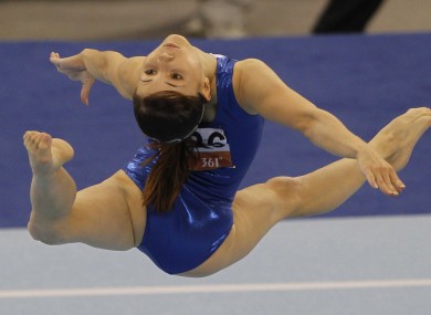 Uzbekistan's Galiulina Luiza performs during the women's floor excercise gymnastics at the 2010 Asian Games in China.