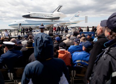 The shuttle Enterprise en route to its retirement location, New York city's Intrepid museum.