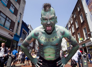 Iconic international performer The Lizardman, who performed at this year's Street Performance World Championship in Dublin