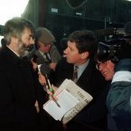 Charlie Bird speaking to Pronsias De Rossa in 1996 at the height of an IRA bombing campaign. 