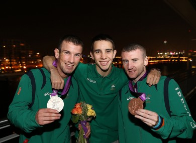 Boxing medallists John Joe Nevin, Michael Conlon and Paddy Barnes last night