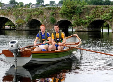 Tipperary's Jason Forde on left with Bord Gais Energy Ambassador Conor McGrath of Clare in Killaloe today.