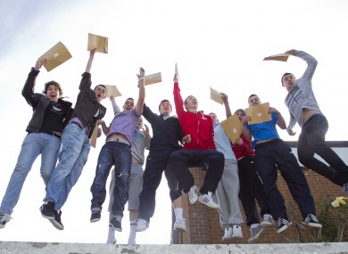 Students from St Kevins in Glasnevin celebrate getting their Leaving Cert results last year