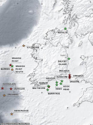 A map of Providence Resources' Irish projects