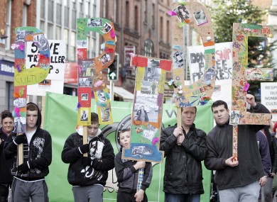Protesters calling for Travellers to be recognised as a minority ethnic group in Irish society in 2009