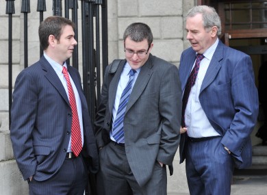 Sean Quinn jnr, Peter Quinn and Sean Quinn snr (L to R) outside the High Court (File photo)