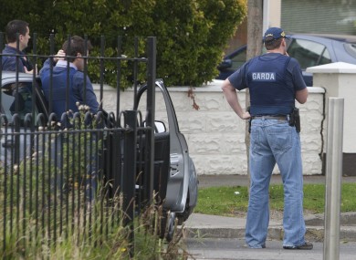 Gardaí outside the home of Alan Ryan in north Dublin yesterday.