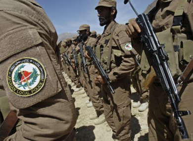 File photo: Afghan Local Police listen to a speech at Gizab village of Uruzgan province south west of Kabul, Afghanistan.