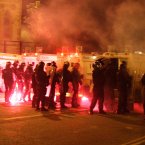 Riots around Carlisle Circus over recent nights have left more than 60 officers injured. Image: Paul Faith/PA Wire