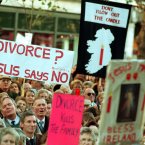 An anti-divorce rally in Dublin on 18 November 1995 ahead of the referendum on the dissolution of marriage. Image: Photocall Ireland