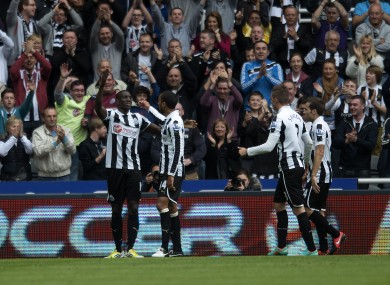 Newcastle United's Demba Ba celebrates scoring his side's only goal against Norwich.