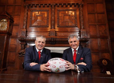 Lions head coach Warren Gatland and Tour Manager Andy Irvine at today's announcement.