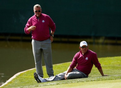 Good friends Darren Clarke and Lee Weswood.