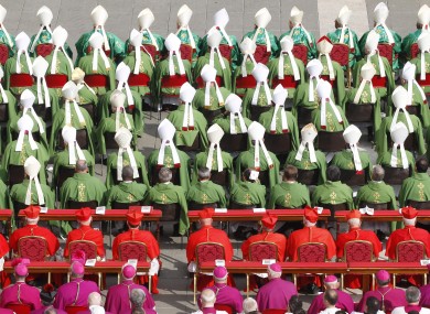 Bishops and cardinals attend a mass at St Peter's Square at the Vatican earlier this month