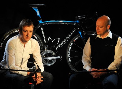 Team Sky leader Bradley Wiggins and with team principal Dave Brailsford.