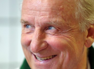 Giovanni Trapattoni faces the press in Malahide.