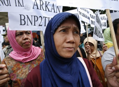 Indonesian's protesting against the abuse of Indonesian Maids in Malaysia in 2007 (file photo).
