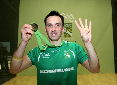 Ireland's Paul Brady celebrates after winning his fourth World Handball Championship.