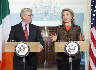 Hillary Clinton with Eamon Gilmore in Washington last year