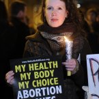 Members of the public, including Laura Dunne gathered outside Leinster House this evening calling for legislation to be introduced to deal with the issue of abortion after the death of Savita Halappanavar.
Photo: Laura Hutton/Photocall Ireland
